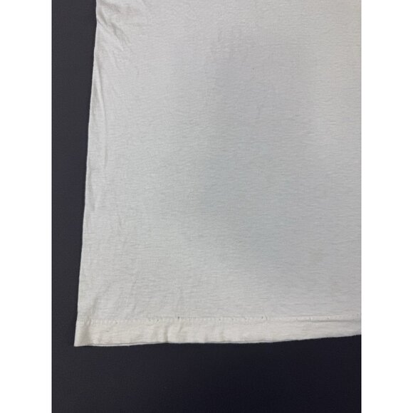 Vintage 90s New York NY Spell Out Art Logo Pattern Tribal White Shirt Short Heel - Picture 8 of 15